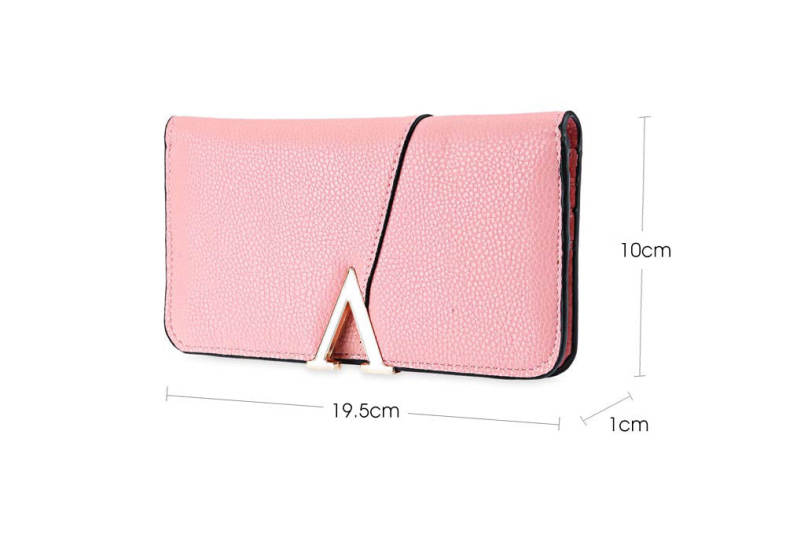 PU Leather Snap Fastener Women Card Holder Clutch Wallet