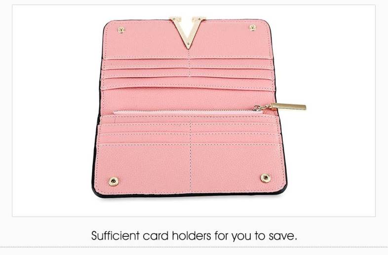 PU Leather Snap Fastener Women Card Holder Clutch Wallet