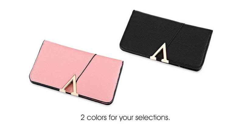 PU Leather Snap Fastener Women Card Holder Clutch Wallet
