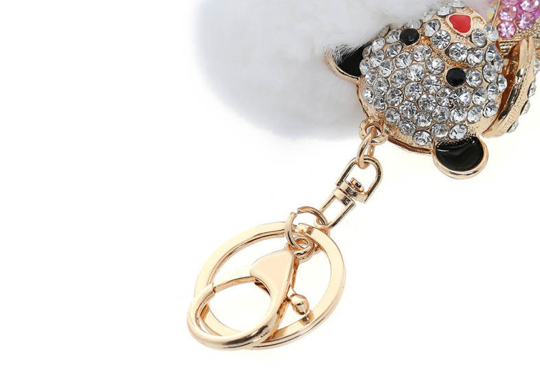 Fashion Alloy Diamond Cute Bear Plush Keychain Car Key Ring for Pendant Handbag