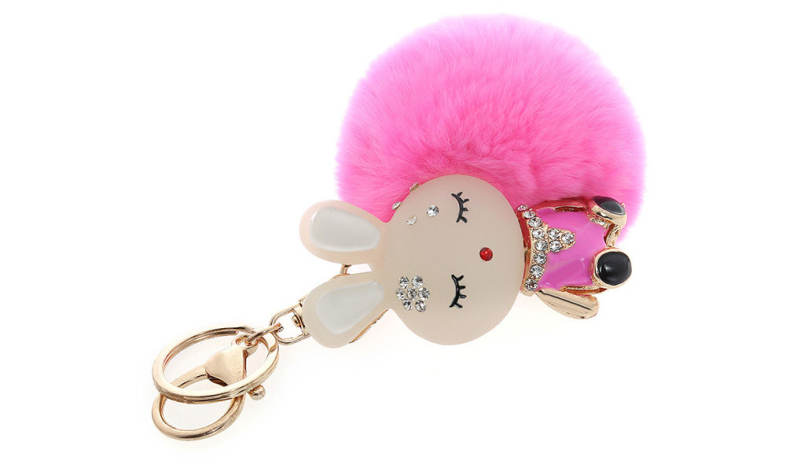 Fashion Alloy Diamond Cute Rabbit Plush Keychain Car Key Ring for Pendant Handbag