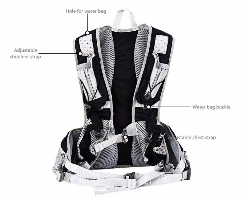 AONIJIE 12L Unisex Sports Bag Backpack with 2L Water Bag for Hiking Climbing