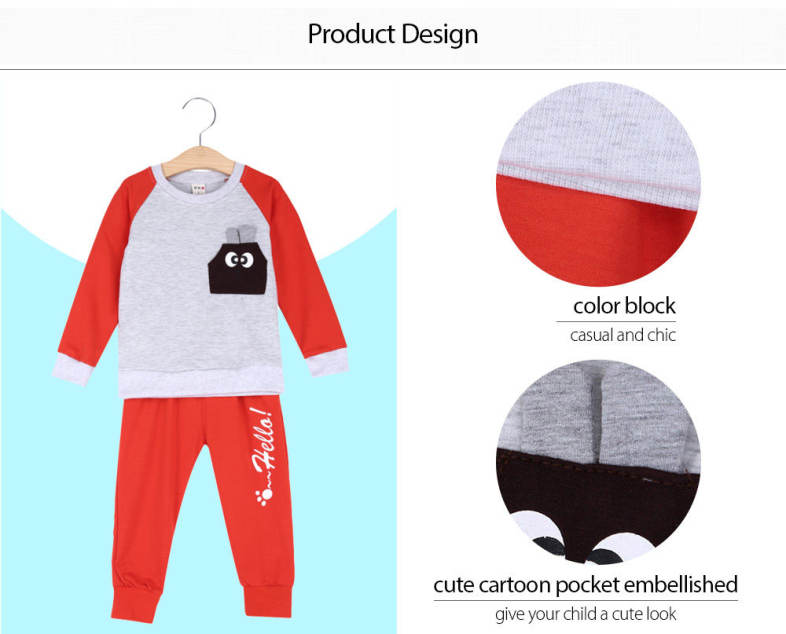 YUEYUEMAO Casual Round Collar Color Block Animal Child Twinset
