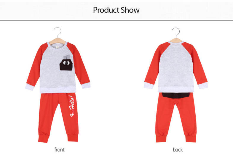 YUEYUEMAO Casual Round Collar Color Block Animal Child Twinset