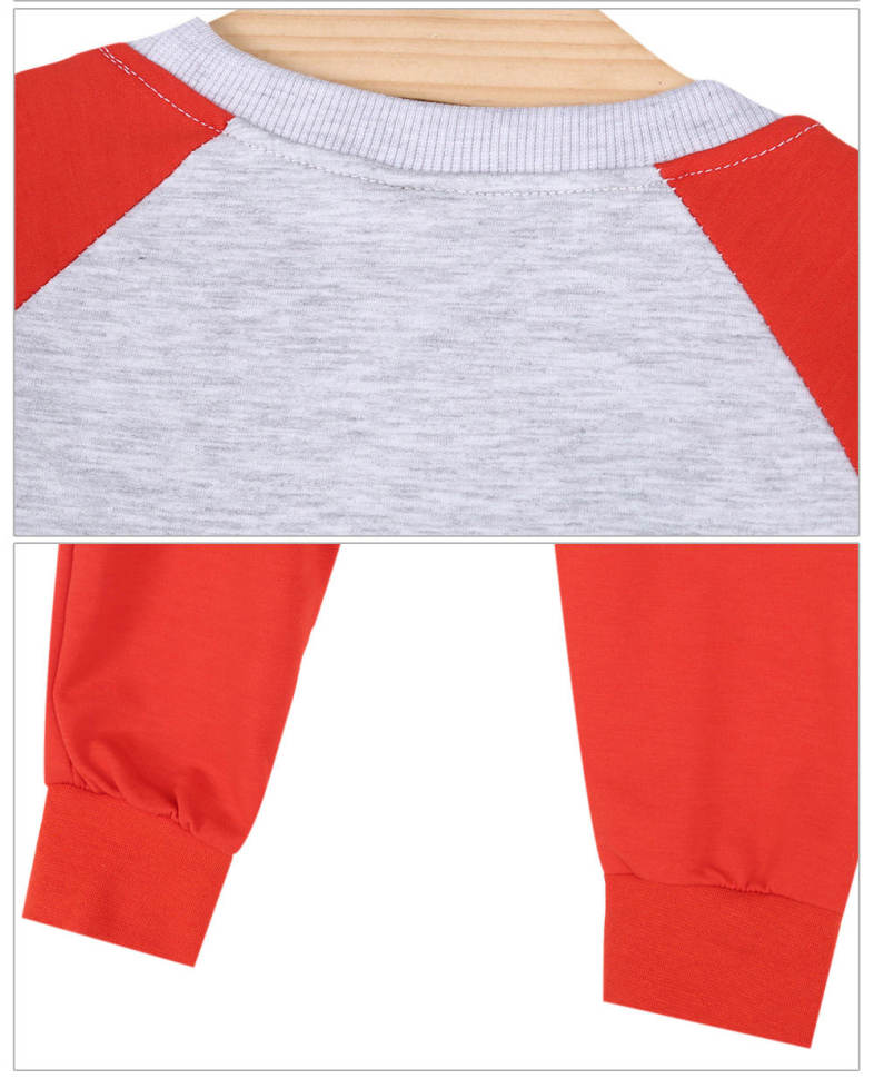 YUEYUEMAO Casual Round Collar Color Block Animal Child Twinset