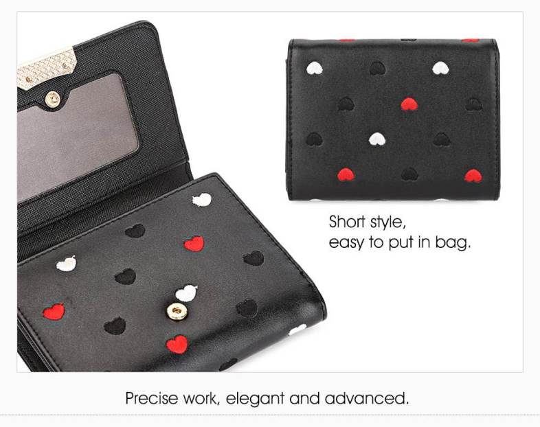 Sweetheart Print PU Leather Snap Fastener Short Wallet
