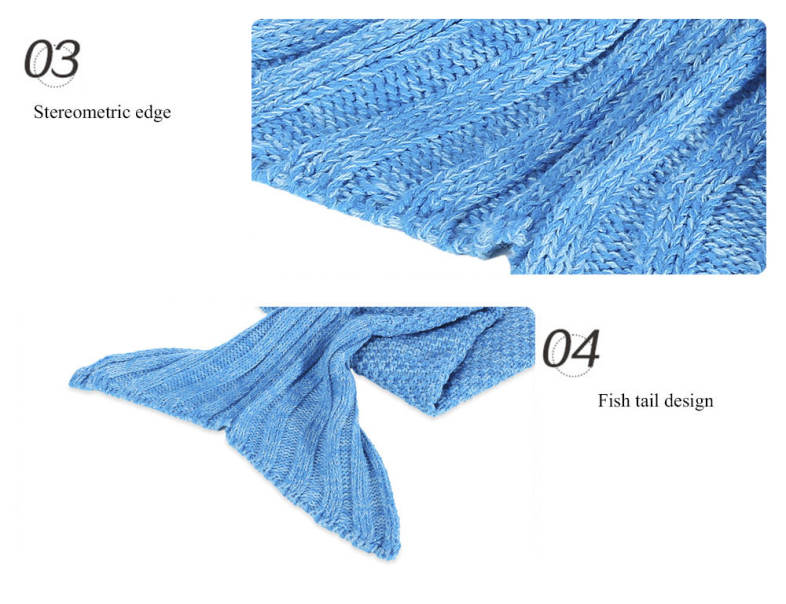 Outdoor Traveling Fish Tail Blanket Yarn Knitted Handmade Crochet Soft Sleeping Tool