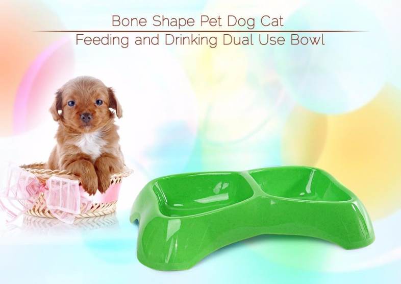Bone Shape Pet Dog Cat Water Drinking and Food Feeding Bowl