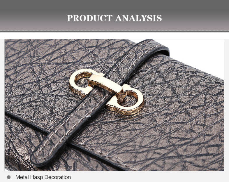 Old Classical Style Stone Pattern Embellishment Metal Hasp Cash Wallet for Women