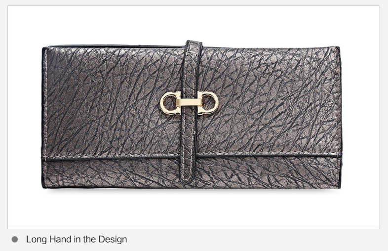 Old Classical Style Stone Pattern Embellishment Metal Hasp Cash Wallet for Women