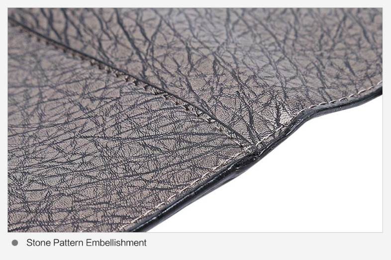 Old Classical Style Stone Pattern Embellishment Metal Hasp Cash Wallet for Women