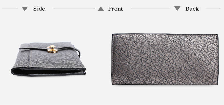 Old Classical Style Stone Pattern Embellishment Metal Hasp Cash Wallet for Women