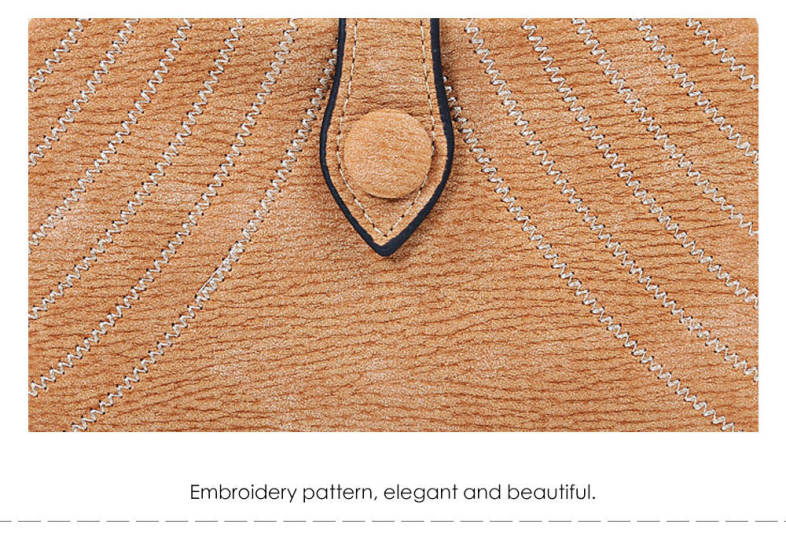 Embroidery Pattern Snap Fastener Short Wallet with Tassel Link