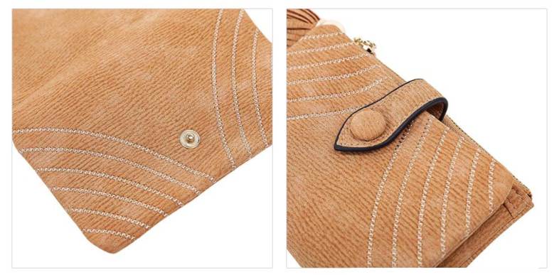 Embroidery Pattern Snap Fastener Short Wallet with Tassel Link