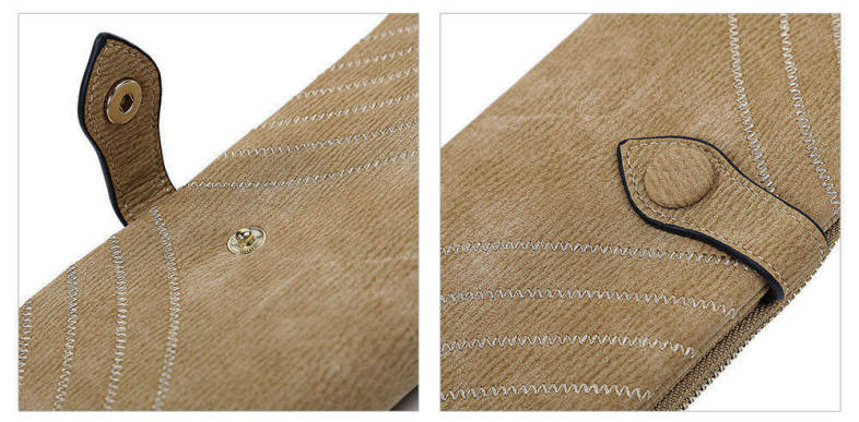 Embroidery Pattern Snap Fastener Long Wallet with Tassel Link