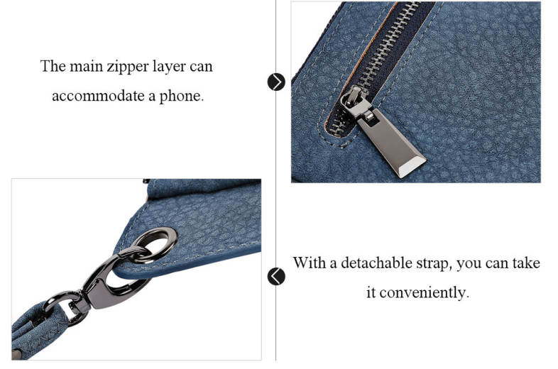 Multi-functional PU Leather Horizontal Phone Tote Wallet