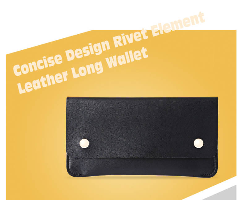 Unisex Concise Design Rivet Element Leather Long Wallet