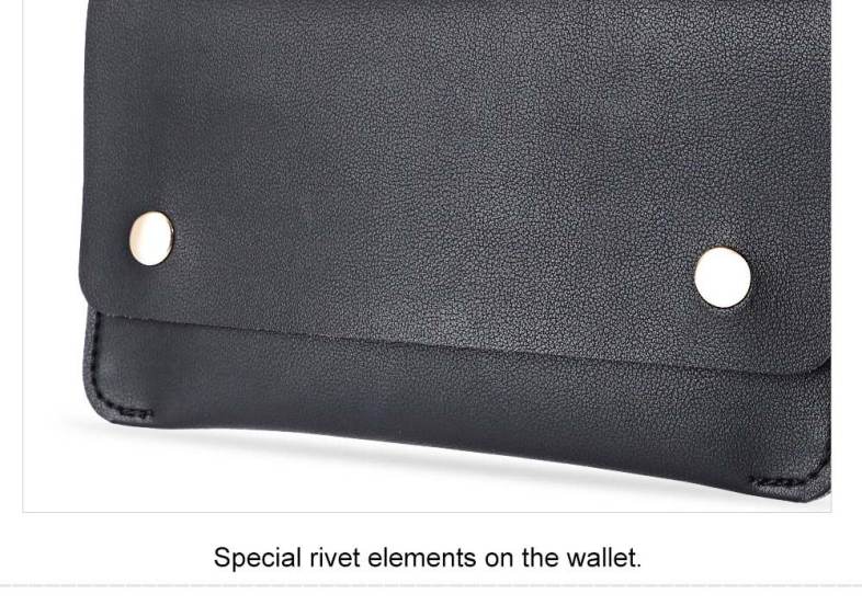 Unisex Concise Design Rivet Element Leather Long Wallet