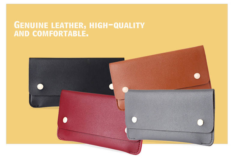 Unisex Concise Design Rivet Element Leather Long Wallet