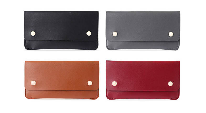 Unisex Concise Design Rivet Element Leather Long Wallet