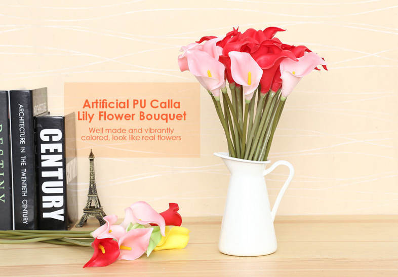 20pcs Artificial PU Calla Lily Flower Bouquet Home Office Party Wedding Decoration