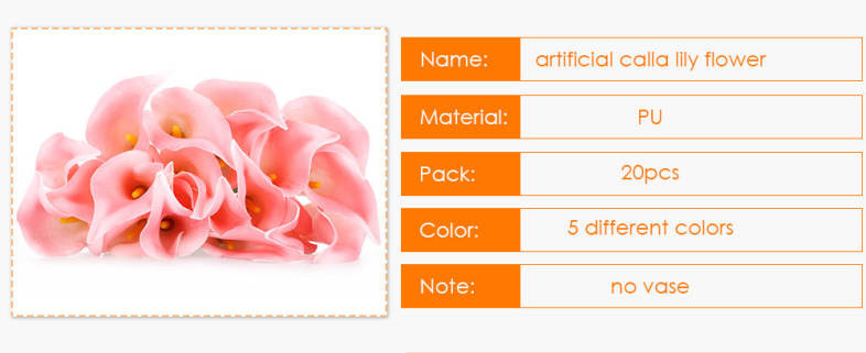 20pcs Artificial PU Calla Lily Flower Bouquet Home Office Party Wedding Decoration