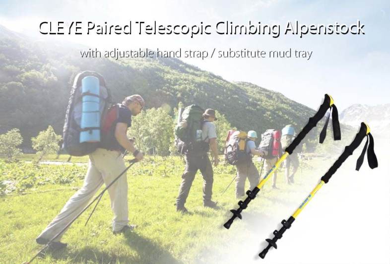 CLEYE Paired 3 Joints Carbon Fiber Trekking Pole Adjustable Telescopic Hiking Walking Stick