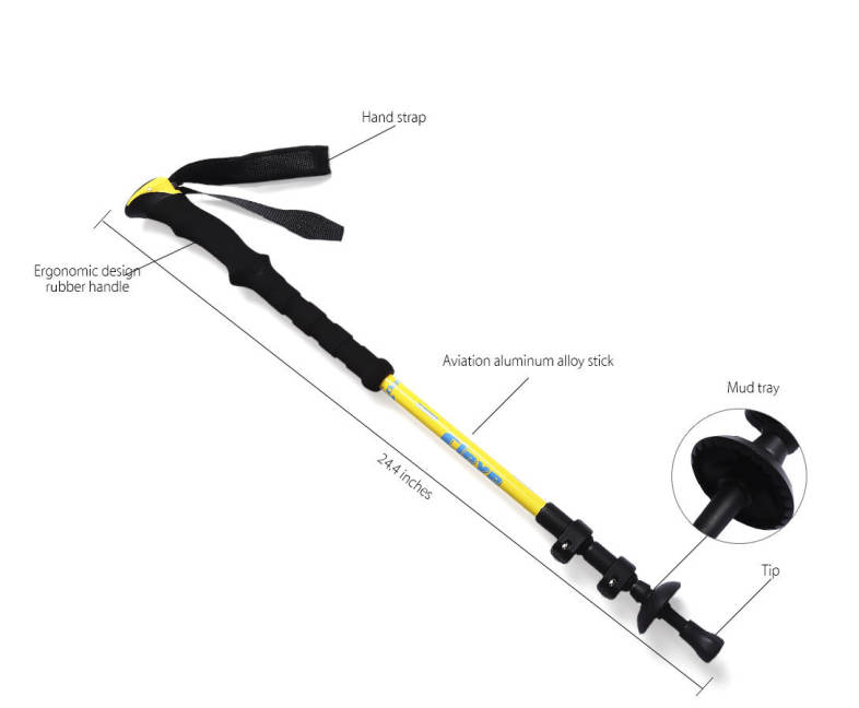 CLEYE Paired 3 Joints Carbon Fiber Trekking Pole Adjustable Telescopic Hiking Walking Stick