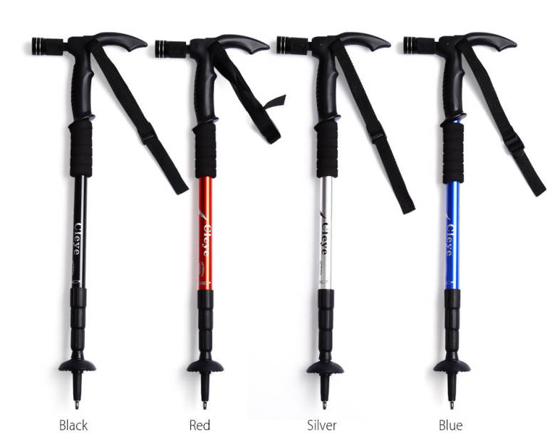 CLEYE 4 Joints Trekking Folding Alpenstocks with Light Climbing Pole Crutch Walking Stick