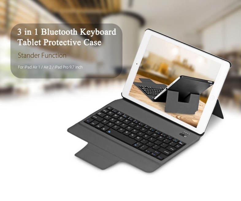 3 in 1 Universal Bluetooth Keyboard Tablet Protective Case with Stander for iPad Air 1 / Air 2 / iPad Pro 9.7