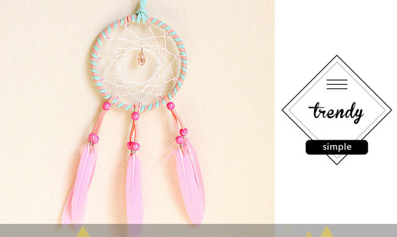 Fresh Style Handmade Pink Feather Dream Catcher Hanging Decor
