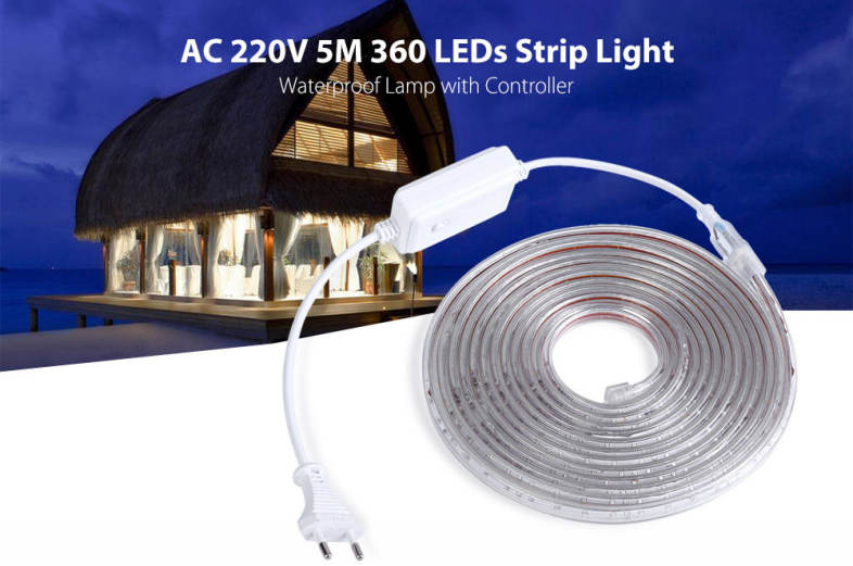AC 220V 5M 360 LEDs Strip Light Waterproof Lamp with Controller