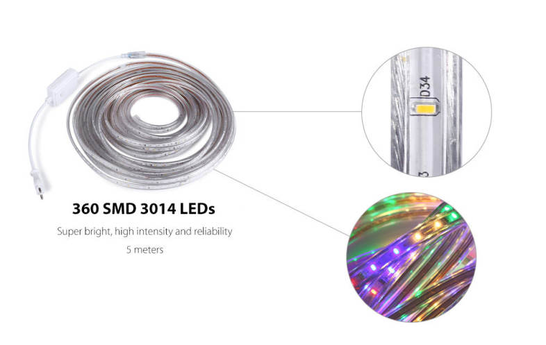 AC 220V 5M 360 LEDs Strip Light Waterproof Lamp with Controller