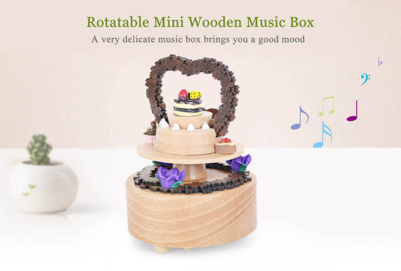Rotatable Fancy Cake Wooden Music Box Toy Decoration Christmas Gift for Kids