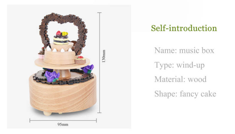 Rotatable Fancy Cake Wooden Music Box Toy Decoration Christmas Gift for Kids