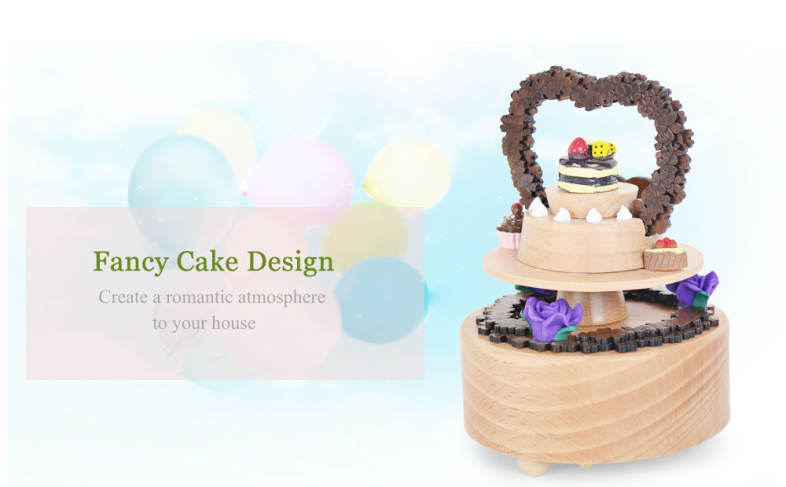 Rotatable Fancy Cake Wooden Music Box Toy Decoration Christmas Gift for Kids