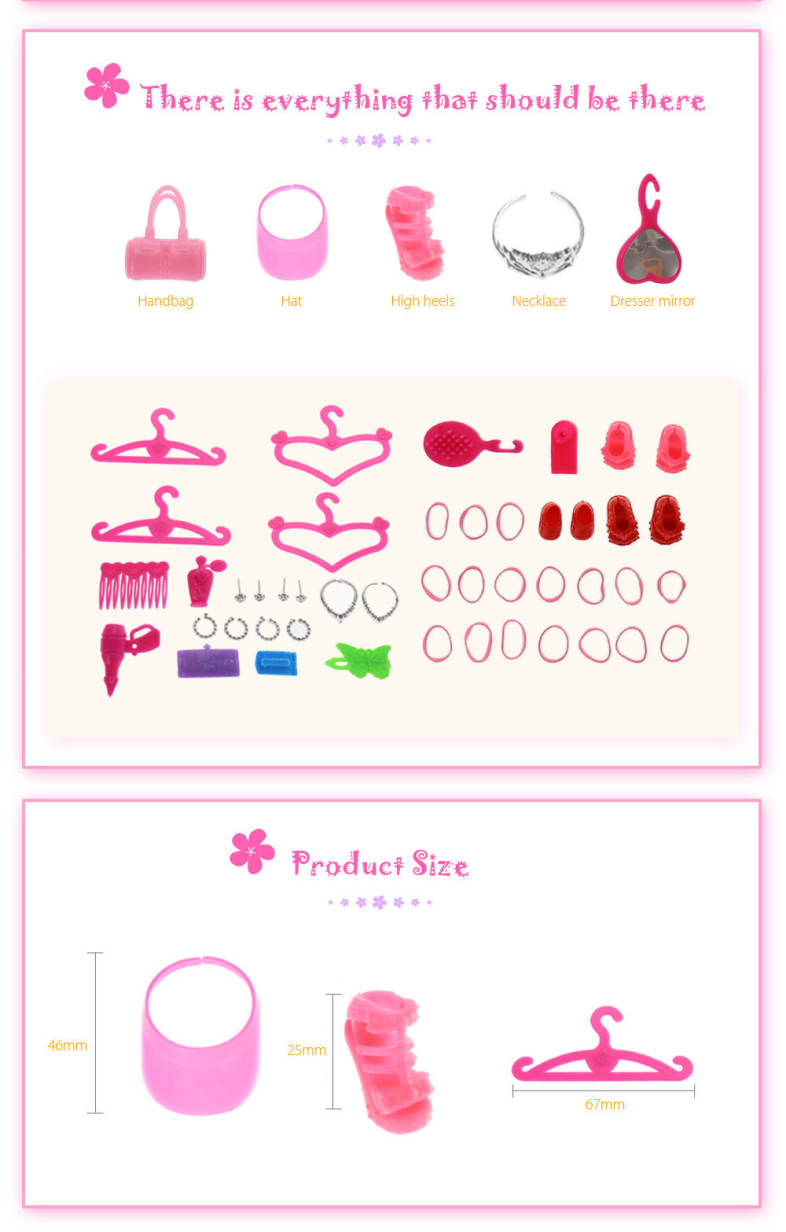 42pcs Accessories for Barbie Doll Xmas Gift
