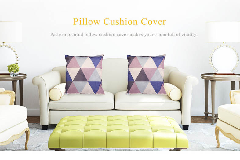 Geometric Triangle Cotton Linen Pillow Cushion Cover