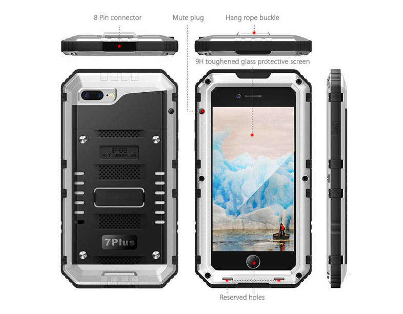 Sample IP68 Waterproof Dustproof Shockproof Aluminum Case Built-in Screen Protector for iPhone 7 Plus