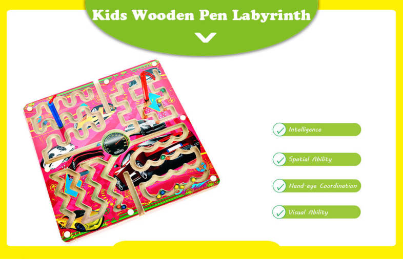Child Wooden Magnetic Pen Labyrinth Puzzle Toy Developmental Learning Intellectual Game