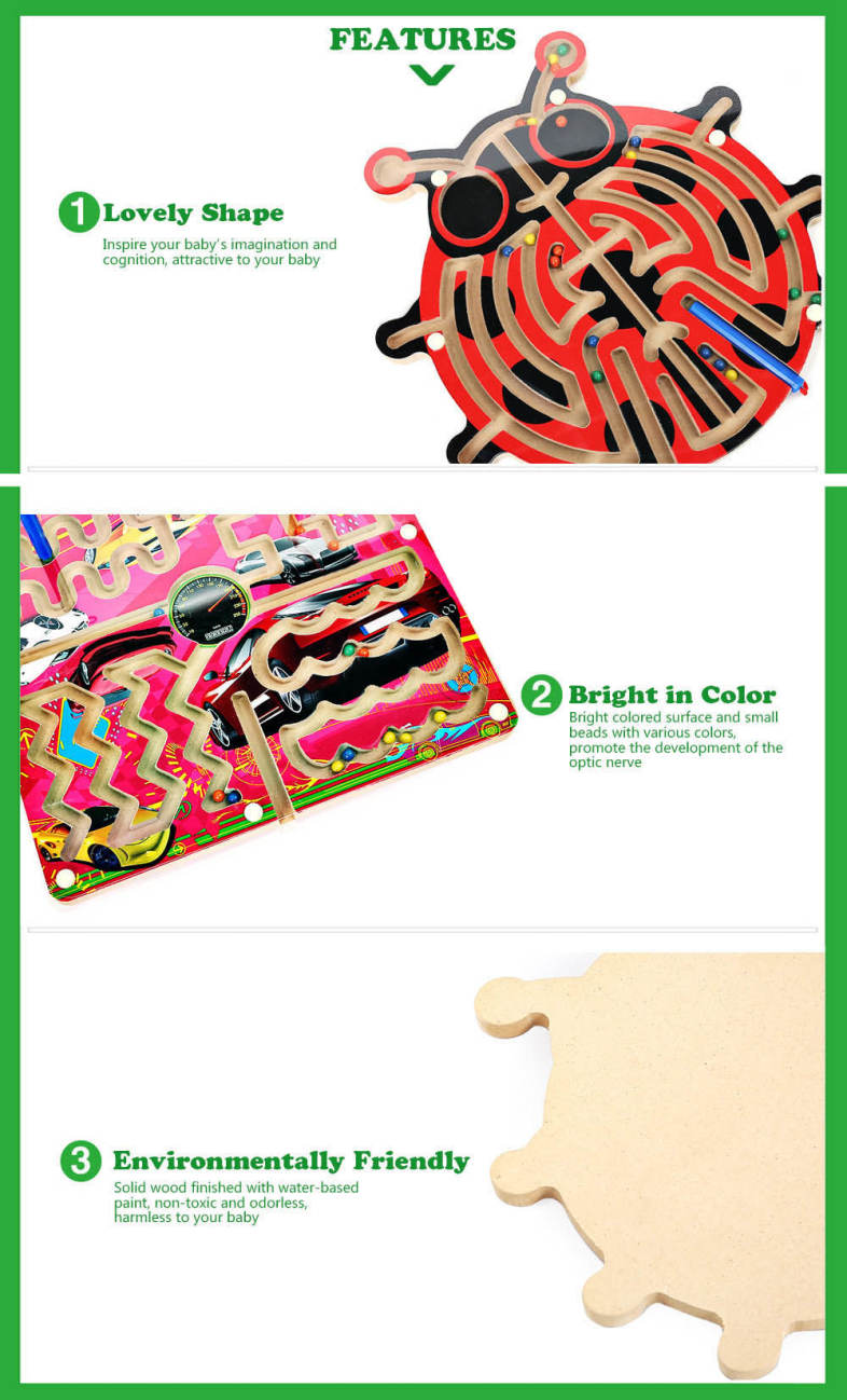 Child Wooden Magnetic Pen Labyrinth Puzzle Toy Developmental Learning Intellectual Game