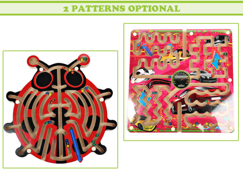 Child Wooden Magnetic Pen Labyrinth Puzzle Toy Developmental Learning Intellectual Game