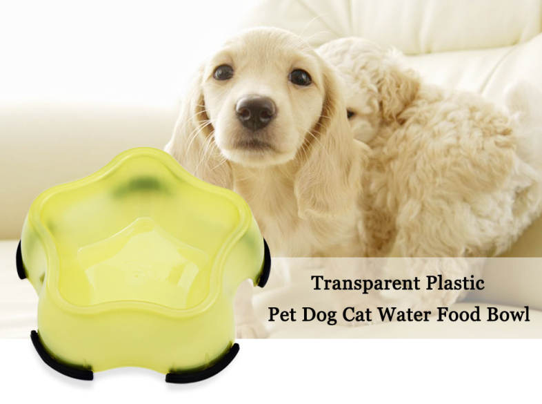 Transparent Plastic Pet Dog Cat Water Food Bowl
