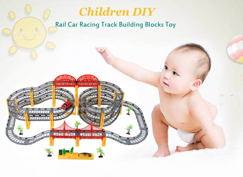 Children DIY Rail Car Racing Track Building Block Toy