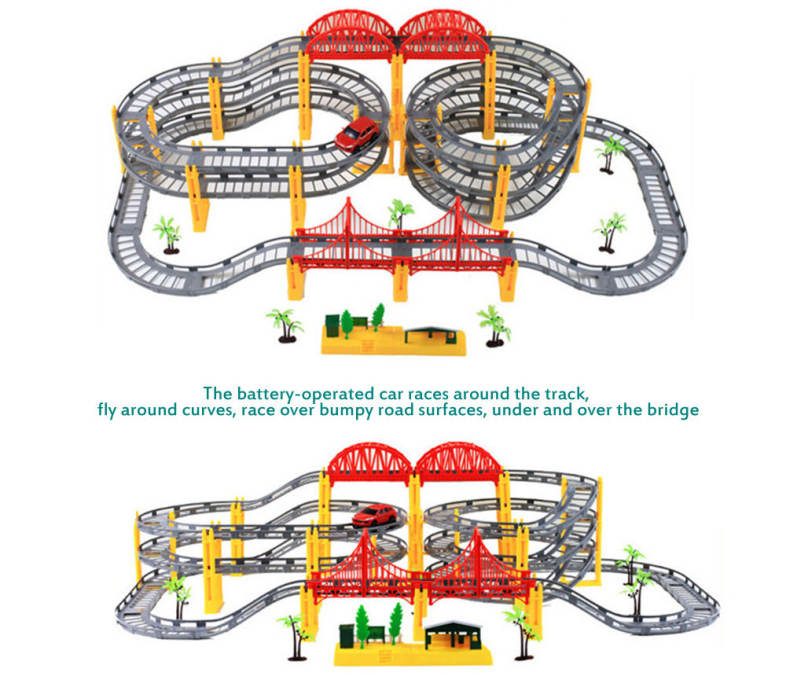 Children DIY Rail Car Racing Track Building Block Toy
