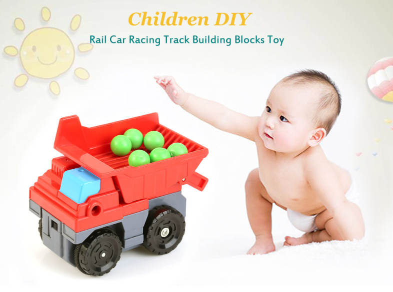 Electric Children DIY Rail Car Racing Track Building Block Toy