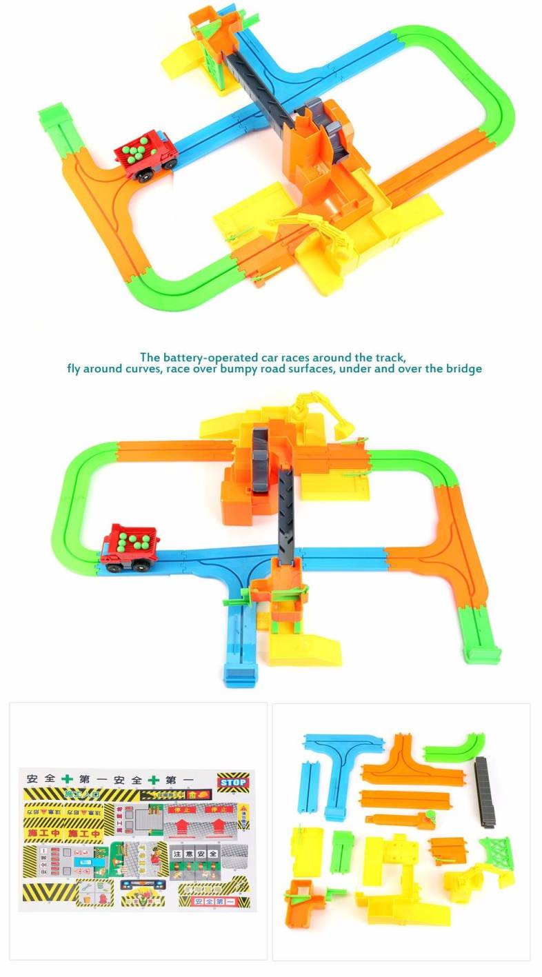 Electric Children DIY Rail Car Racing Track Building Block Toy
