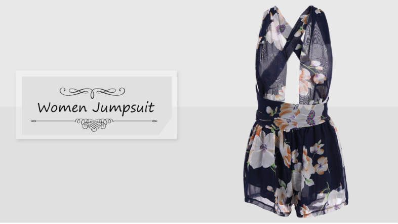 Sexy Chiffon Floral Print Jumpsuit for Women
