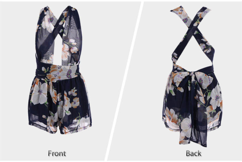 Sexy Chiffon Floral Print Jumpsuit for Women