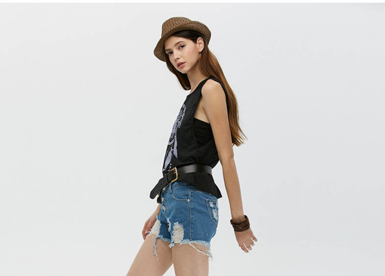 Trendy Mid Waist Button Ripped Denim Shorts for Women